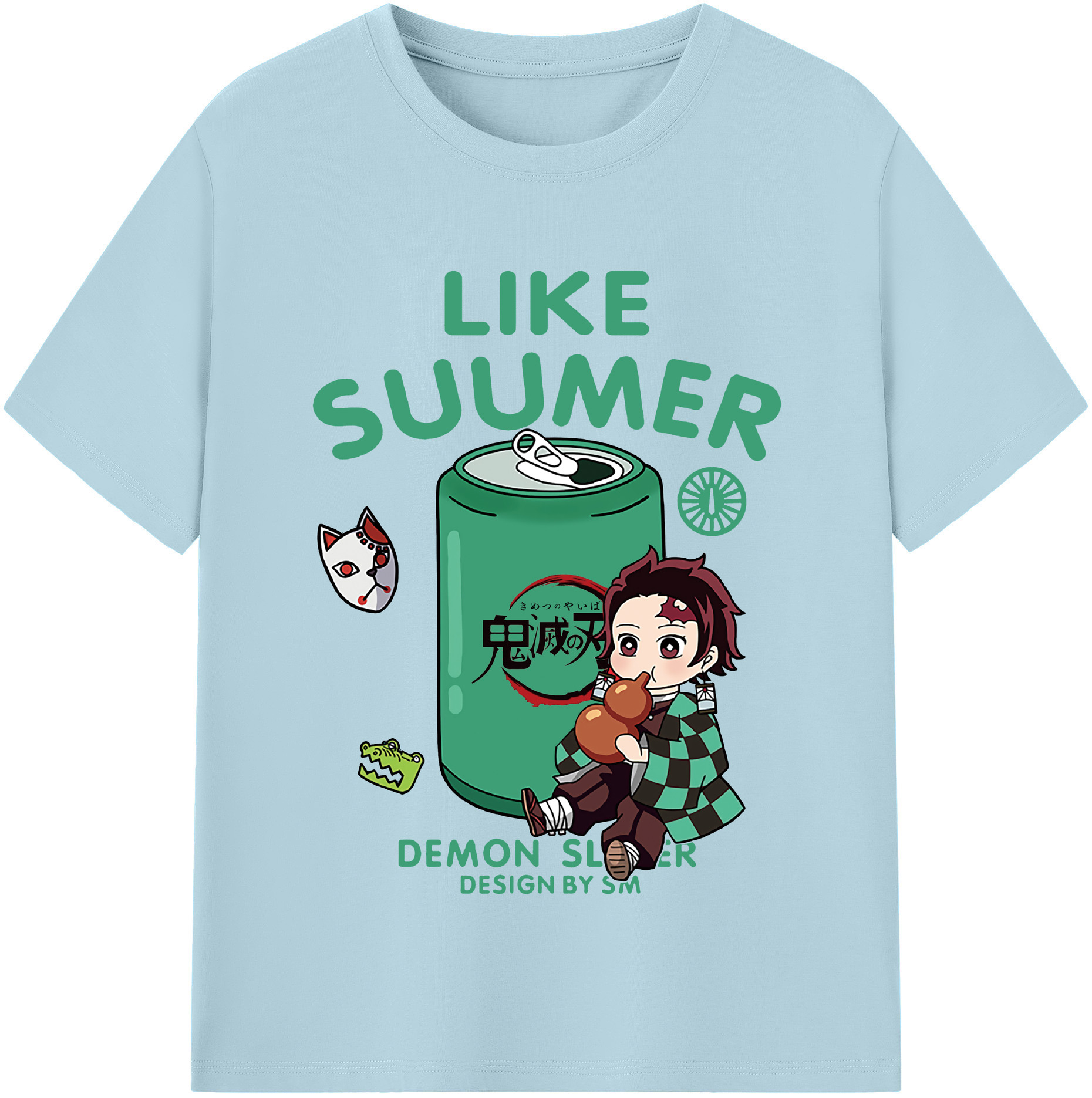 （画像用） 鬼滅の刃 竈門 炭治郎／かまど たんじろう Kamado Tanjirou 綿100％半袖Tシャツ（フロントプリント）